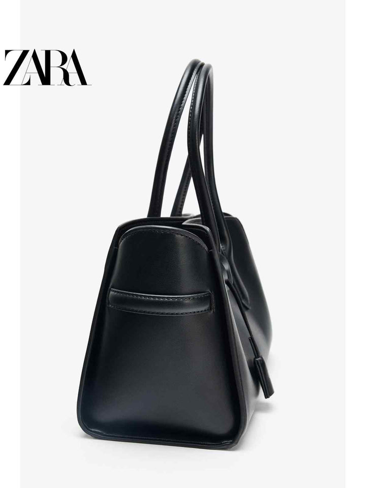ZARA2025 Autumn New Women's Bag Black One Shoulder Zipper Extended Shopping Bag 6385610 800