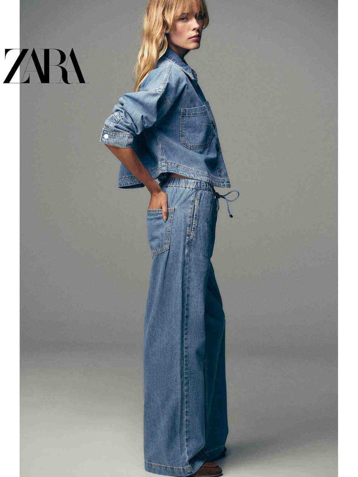 جينز نسائي واسع الأرجل كاجوال بتصميم ZARA Special Selection موديل Z1975 بجودة عالية