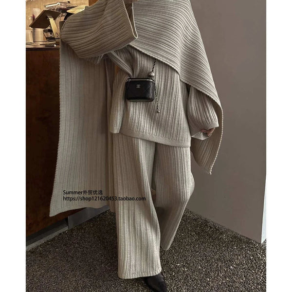 Crew neck twist sweater 3-piece set