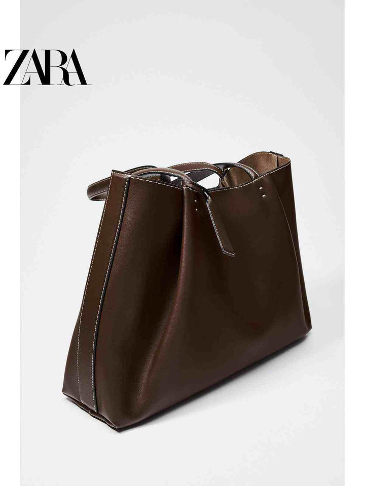 ZARA2025 Autumn New Women's Bag Chocolate Color Large Capacity Shoulder Tote Bag 6012511 721