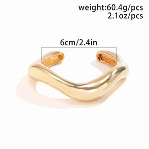 سوار نسائي | تصميم معدني لامع مفتوح بنمط غير منتظم موضة 2025 spring bracelet.