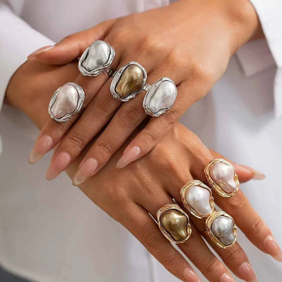 خاتم نسائي بتصميم Baroque Pearl عتيق وألوان متعددة.