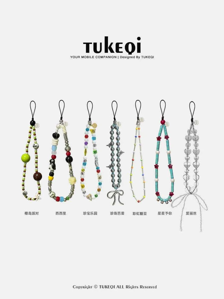 سلسلة خرز يدوية أصلية عالية الجودة من Rabbit can seven لحمل الهاتف والكاميرا بتصاميم متنوعة وأنيقة