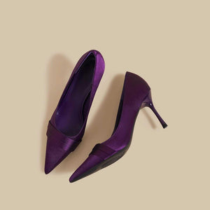 حذاء نسائي High Heels بلمسة ساتان فاخرة - لون أرجواني.