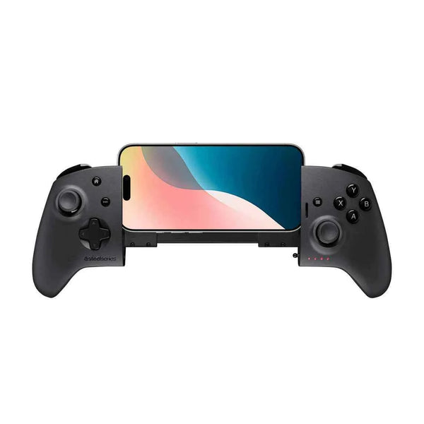 وحدة تحكم ألعاب SteelSeries Nimbus Cloud سوداء قابلة للتمدد مع تثبيت آمن لهاتف ذكي تعمل عبر البلوتوث وUSB-C للأيفون والآيباد والماك