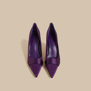 حذاء نسائي High Heels بلمسة ساتان فاخرة - لون أرجواني.