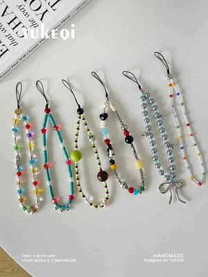 Rabbit can seven original handmade beaded lanyard high-end sense series original mobile phone chain camera with chain ins.