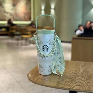 Starbucks cup 2026 spring sequence pattern series national style small fresh ceramic mark stainless steel thermos cup gift box.