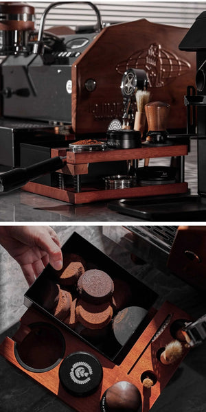 MUVNA Espresso Solid Wood Tamping Stand.
