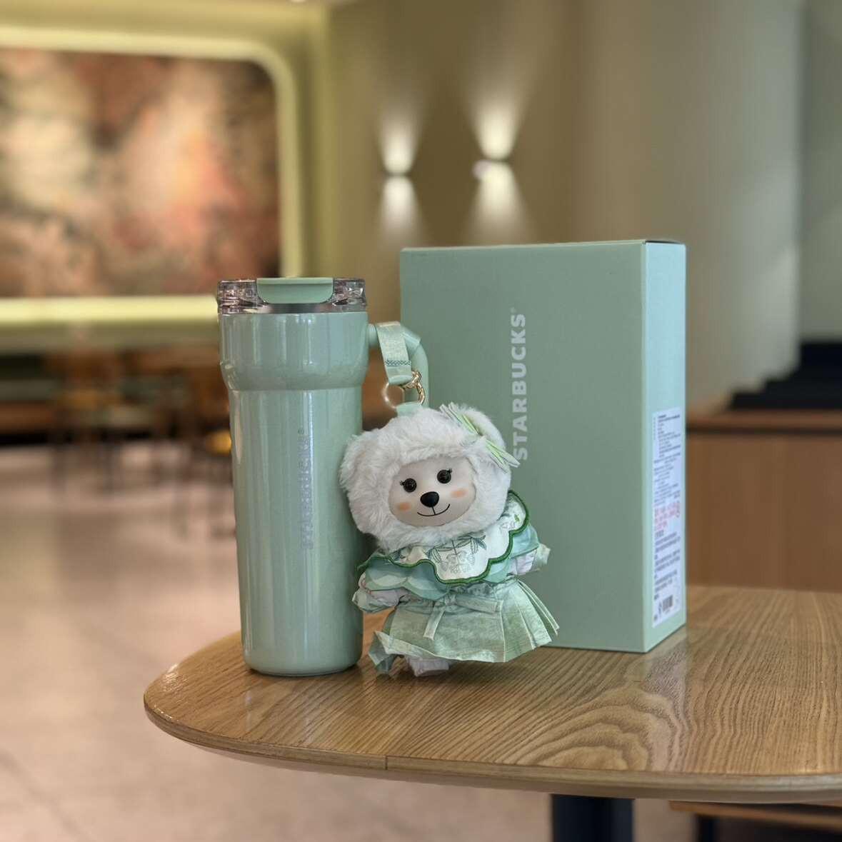 Starbucks cup 2026 spring sequence pattern series national style small fresh ceramic mark stainless steel thermos cup gift box.