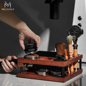 MUVNA Espresso Solid Wood Tamping Stand.