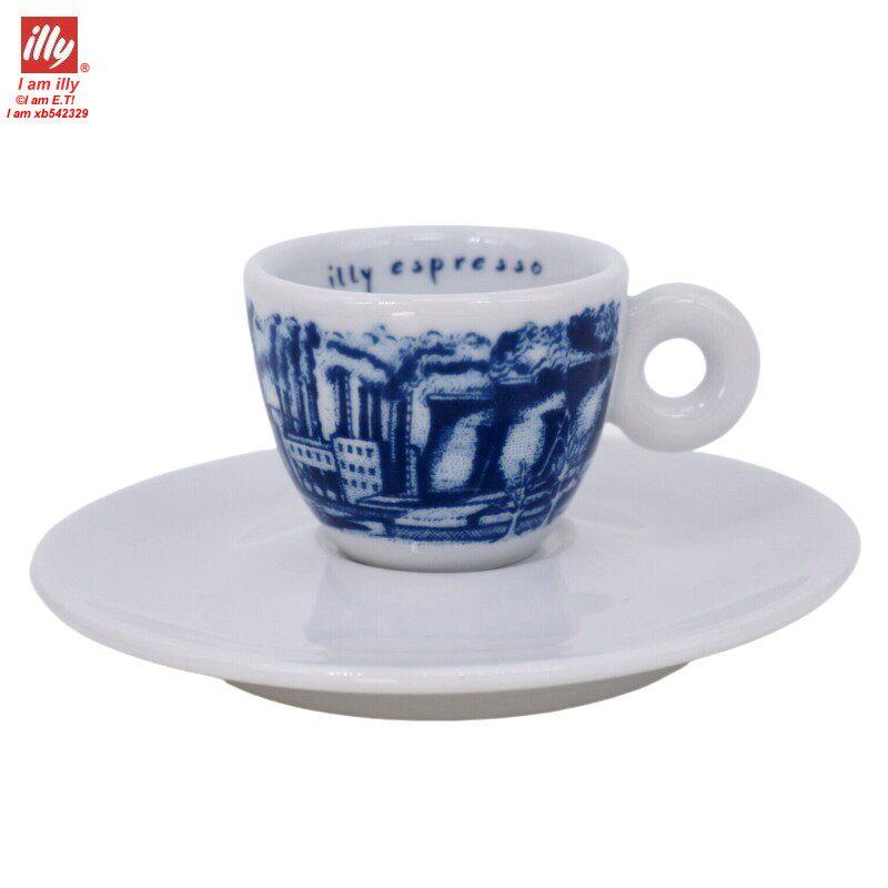 طقم أكواب قهوة Illy Collection - نقش أزرق كلاسيكي.