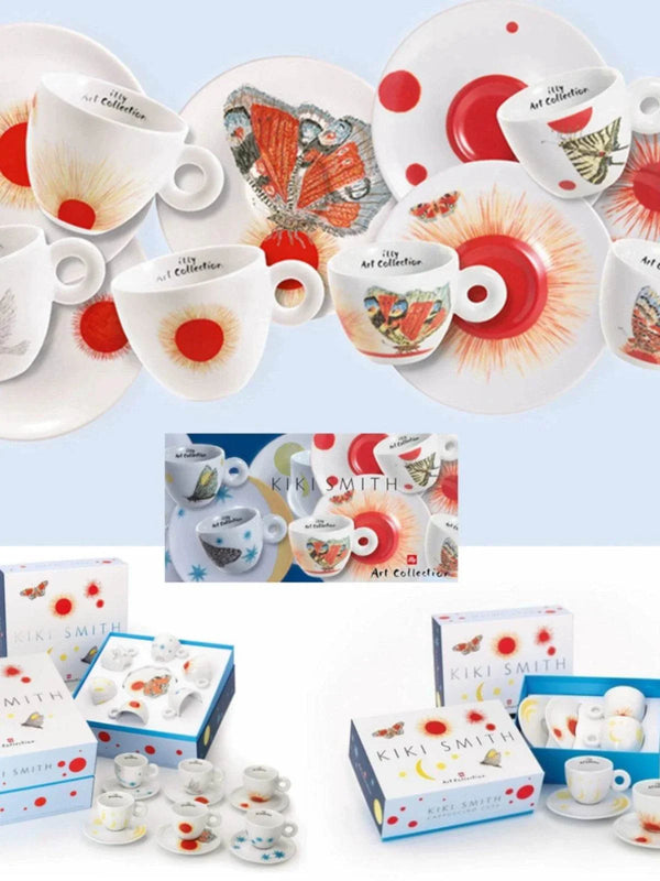illy 2012 كوب مجموعة فنية من تصميم كيكي سميث مع فراشات ونجوم