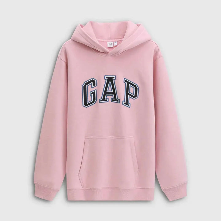 Gap هودي أصلي كاجوال كلاسيك وردي بتصميم بغطاء رأس وشعار GAP بارز للجنسين