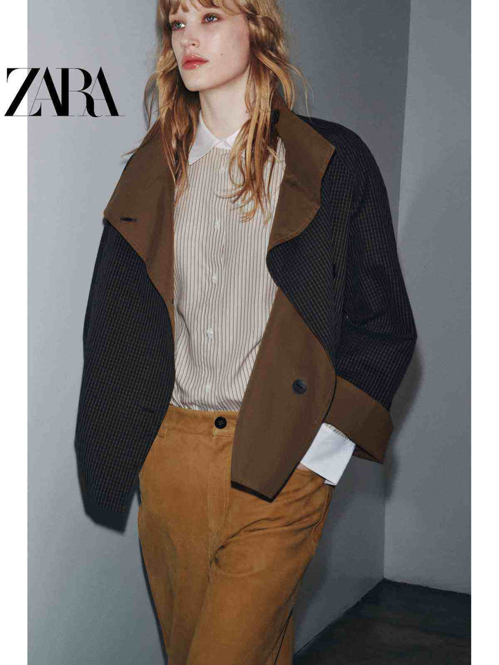 معطف ترنش قصير عكسي بياقة عالية من مجموعة ZARA2025 Fall Women's