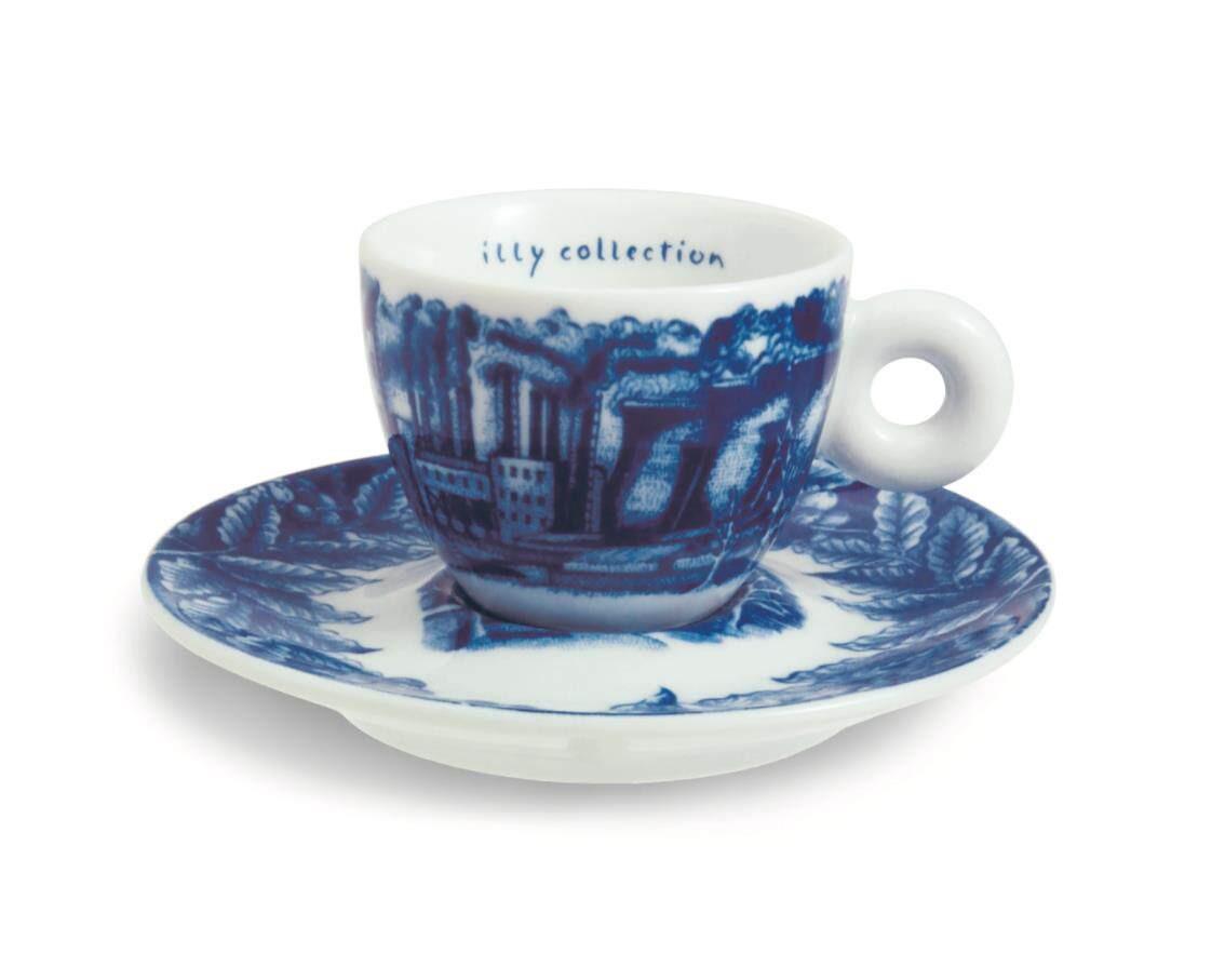 طقم أكواب قهوة Illy Collection - نقش أزرق كلاسيكي.