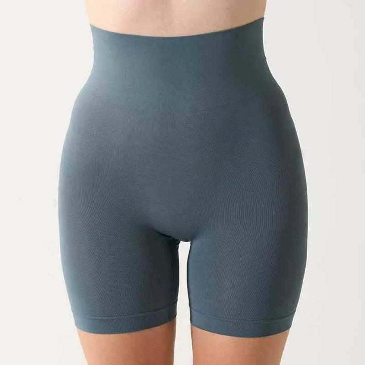 High-waist body shaper shorts in dark gray with seamless edges for smooth slimming and comfortable daily wear