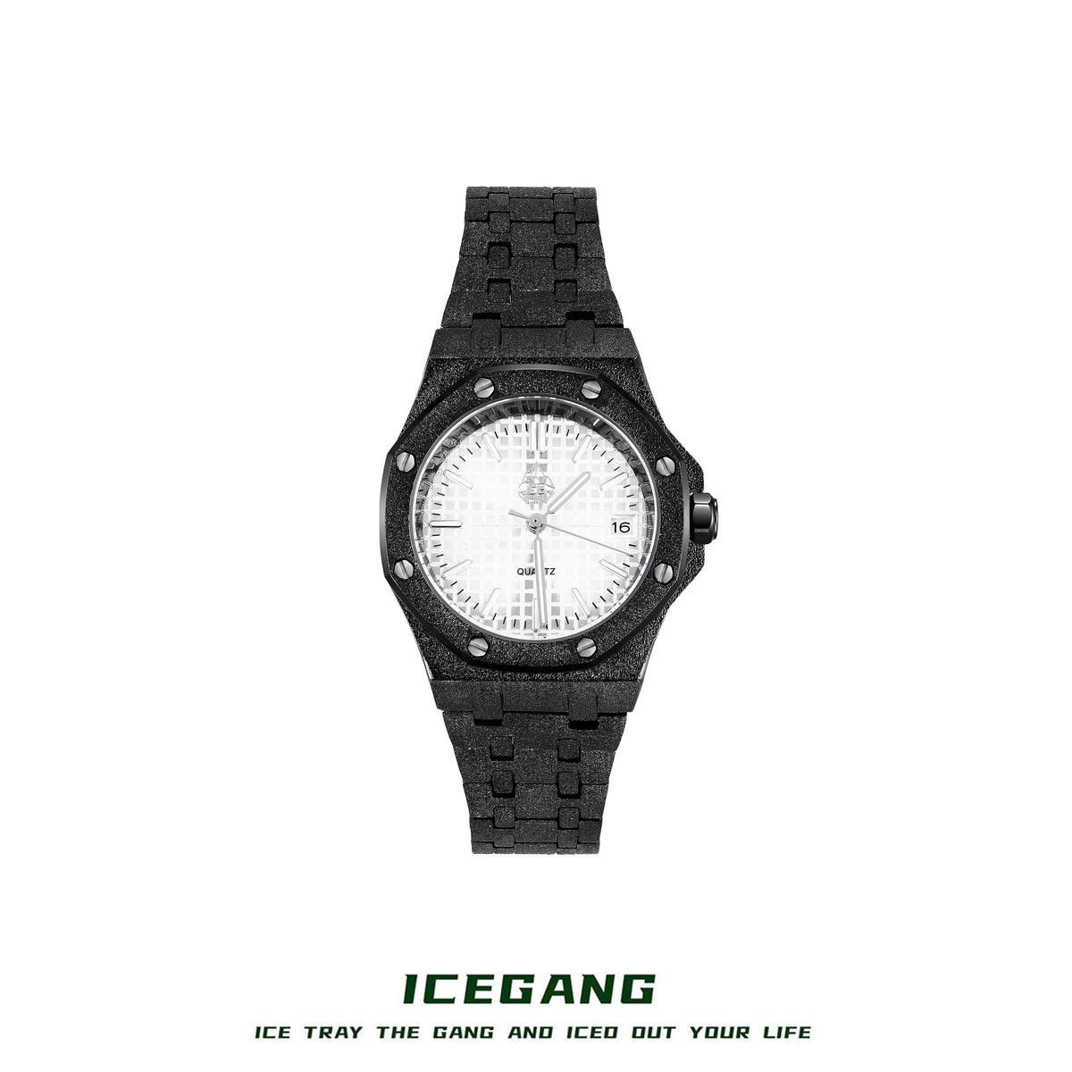ساعة ICEGANG باللون الأسود بميناء أبيض باندا
