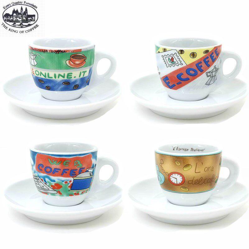 طقم أكواب قهوة Espresso برسومات فنية مميزة من البورسلين.