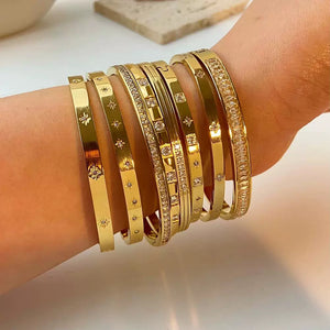 1Pc Waterproof Cubic Zirconia Bangles Stainless Steel Bracel