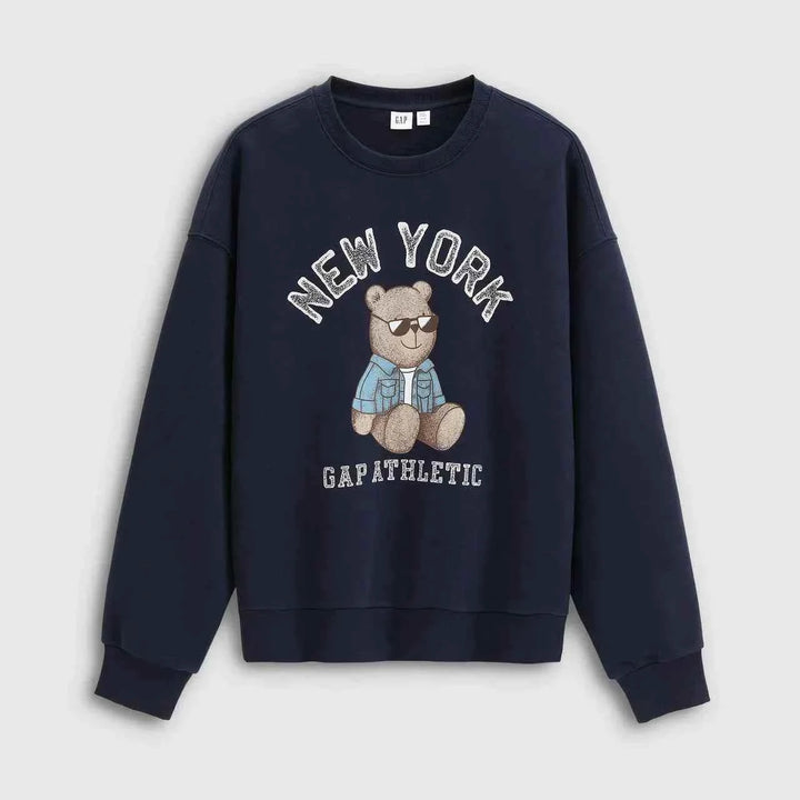 Gap sweatshirt navy blue with New York bear graphic casual unisex cotton blend