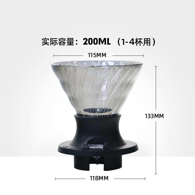 قمع ترشيح القهوة Hario V60 زجاجي بتصميم أنيق ومقاوم للحرارة.