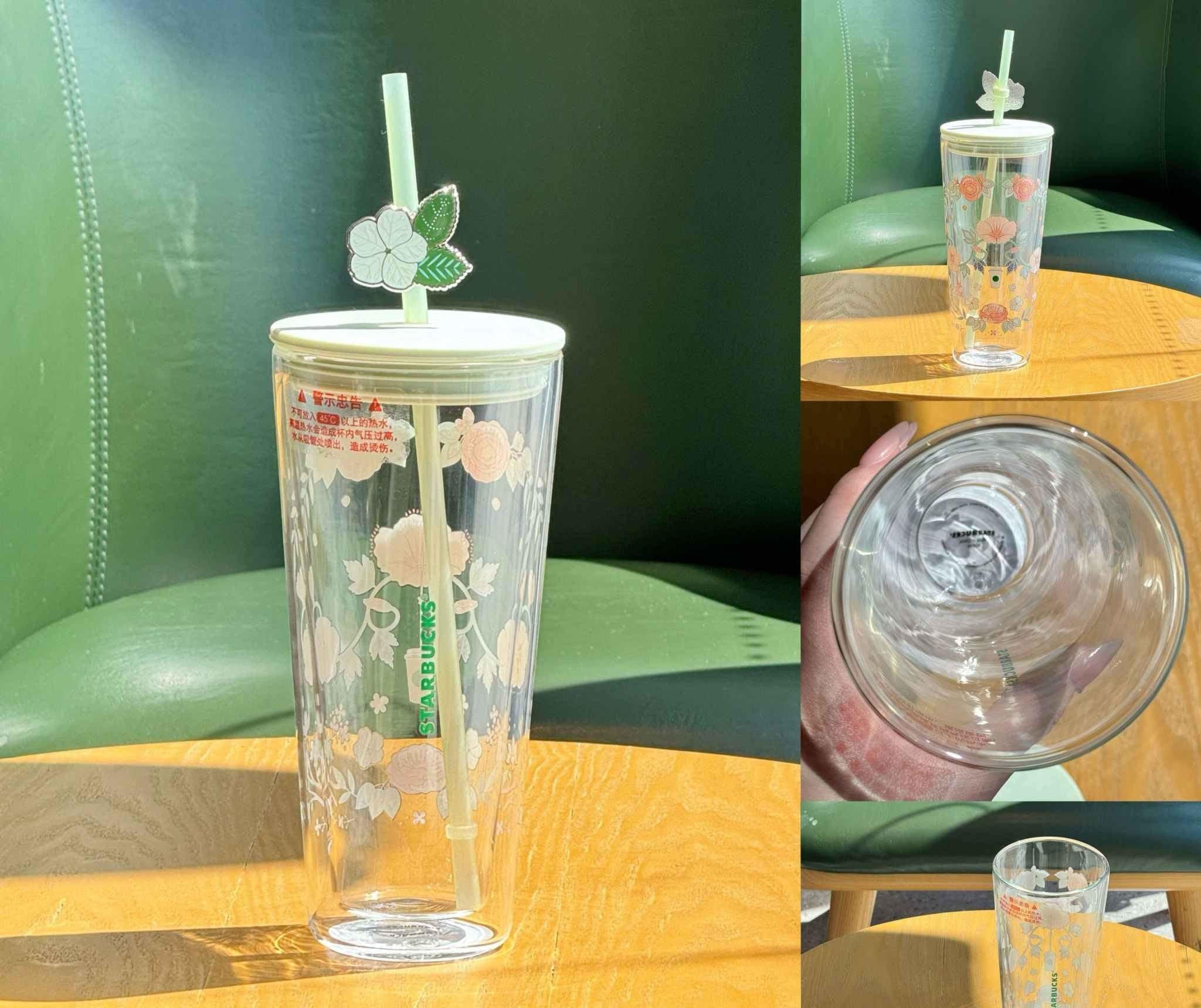 كوب Starbucks بنقشة Floral ولون أخضر ربيعي.