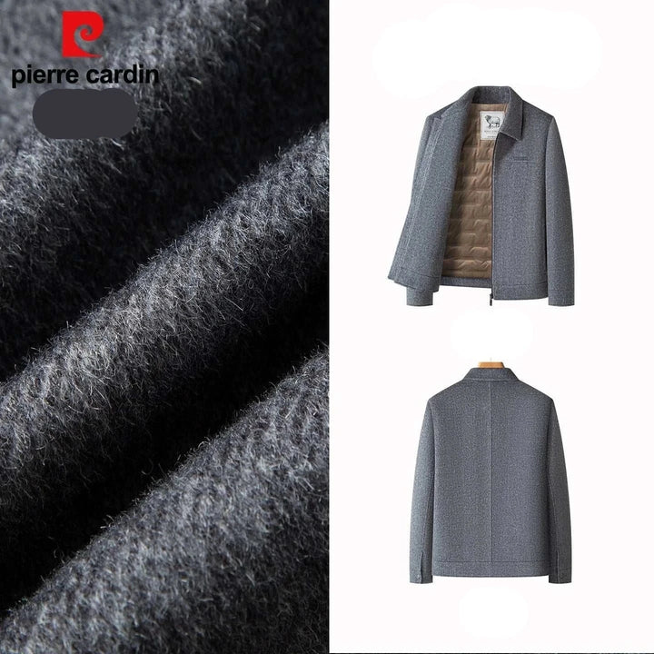 جاكيت بيير كاردان صوفي للرجال مع بطانة داخلية دافئة بتصميم أنيق ومريح