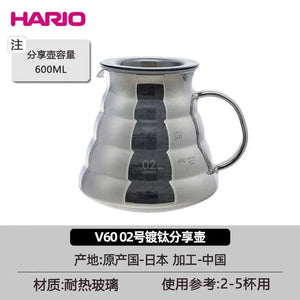 إبريق تقديم القهوة المقطرة Hario V60 بسعة 600ml ولون فضي مميز.
