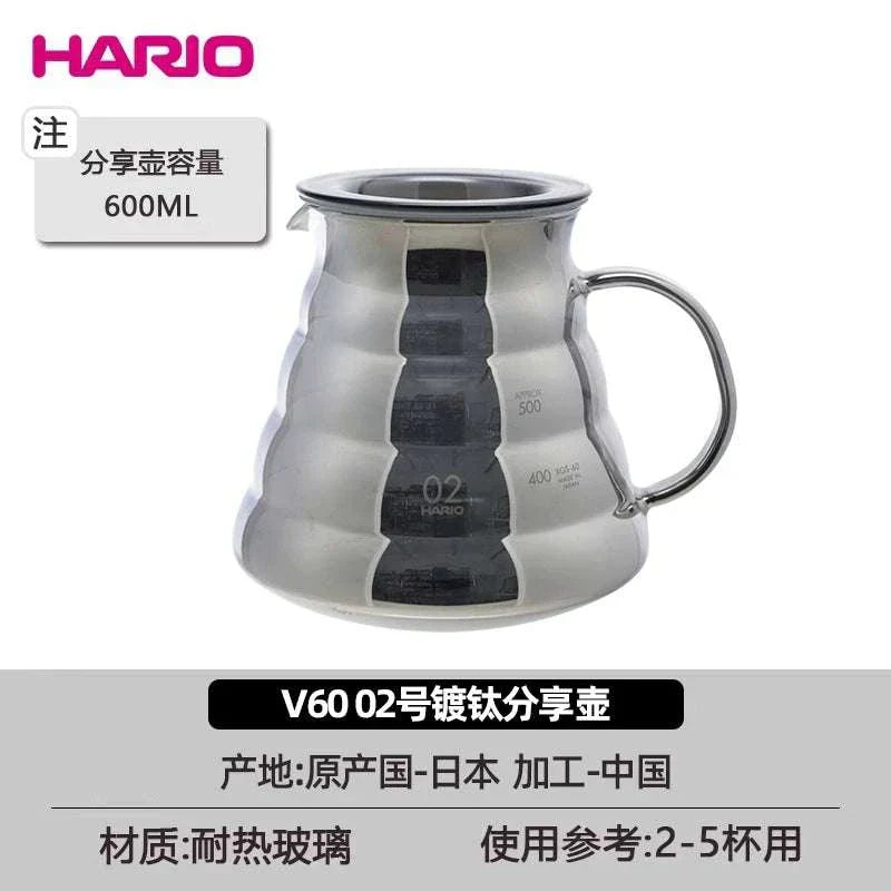 إبريق تقديم القهوة المقطرة Hario V60 بسعة 600ml ولون فضي مميز.