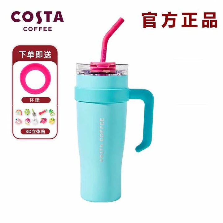 كوب حراري بألوان مبهجة من Costa Coffee&gt;الصور تعرض مجموعة أكواب حرارية من علامة “Costa Coffee” بتصاميم مبهجة وألوان مشرقة مثل الأزرق، الوردي، الأخضر، والأصفر. تأتي الأكواب مع مقبض مريح وغطاء مع شفاطة ماكواب كوستاCostaرفعةكوب حراري بألوان مبهجة من Costa Coffee