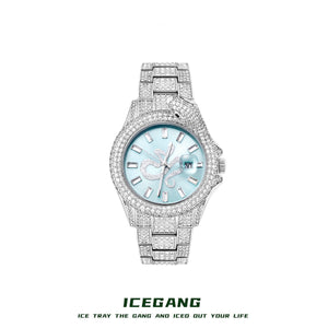 ساعة ICEGANG باللون الفضي الجليدي من الأمام