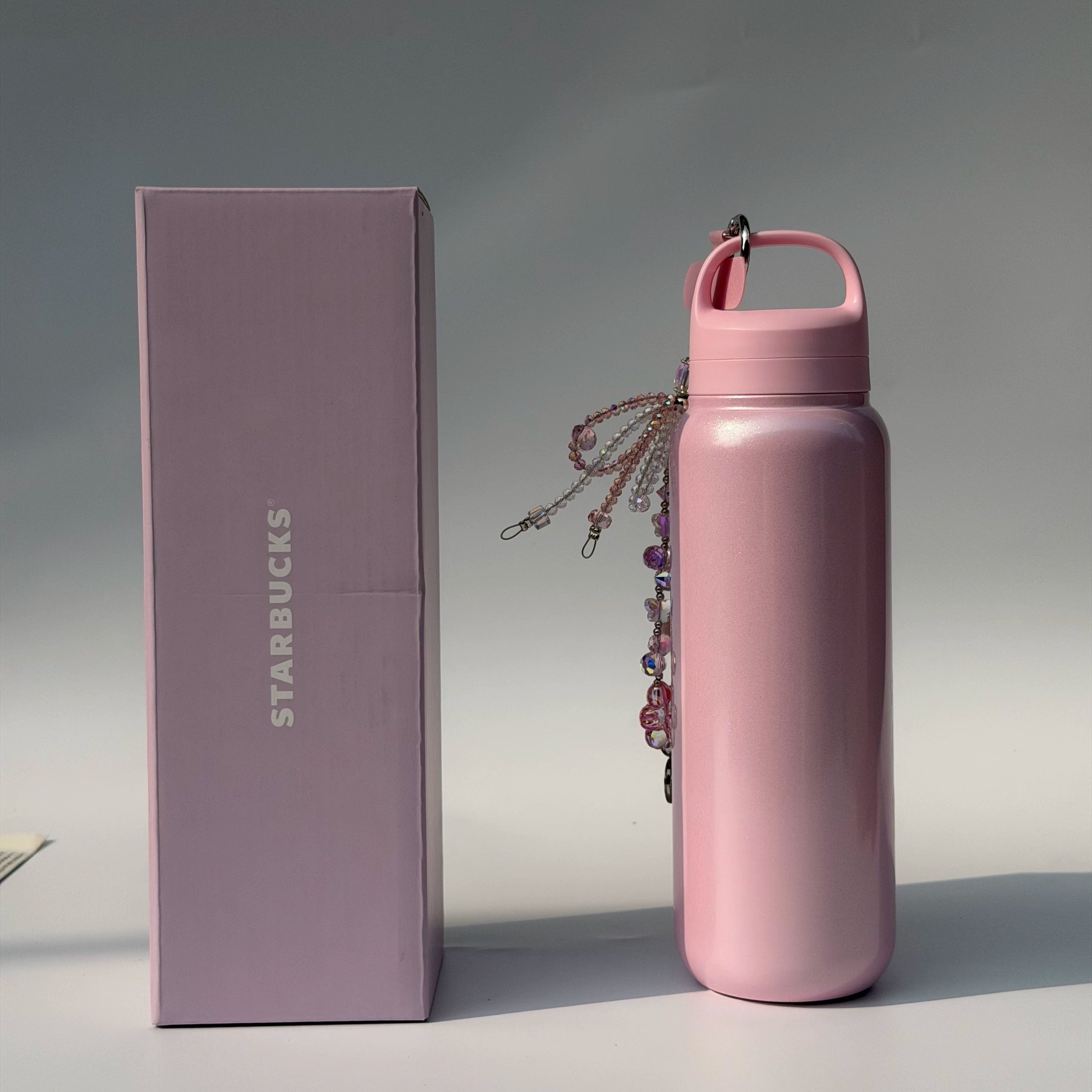 Starbucks Sakura Cup 2026 Evening Cherry Blossom Series Pink Chain Handle Tea Filter Stainless Steel Cup