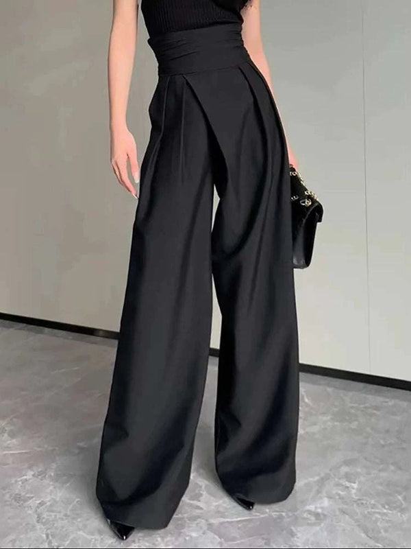 High-waisted wide-leg pants for women, spring and autumn 2025 new Korean version, drape slimming casual loose suit pants, floor-length trousers