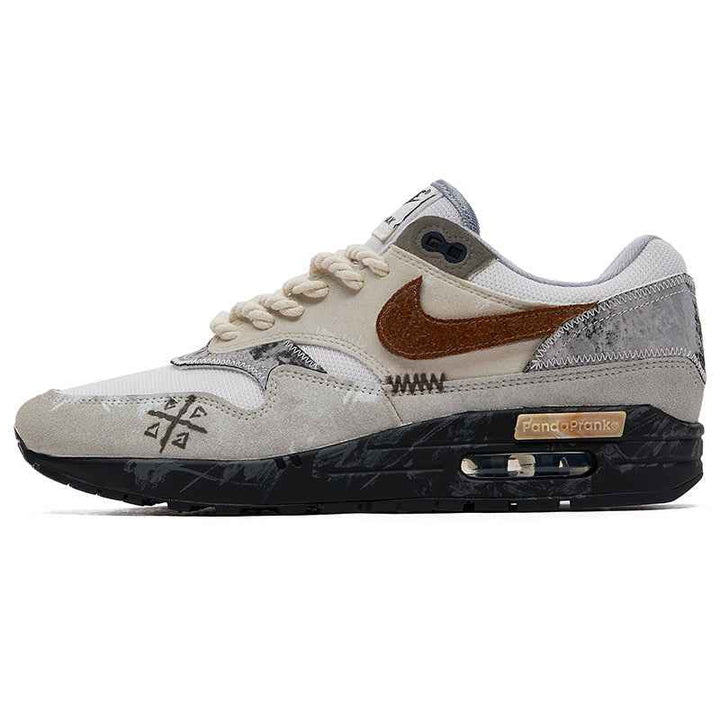 Customized Nike Air Max 1 sneaker with elegant color blend and graphic details.