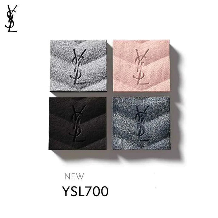 YSL Couture Color Eyeshadow Limited Edition palette with four shimmering shades in silver, pink, black, and grey.