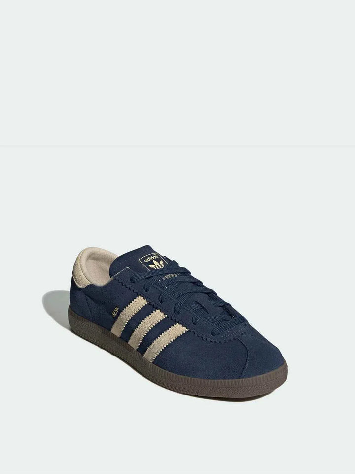 Adidas Official Clover women's navy blue lightweight athleisure classic sneakers with beige stripes