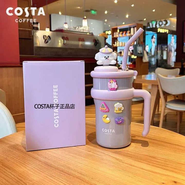 كوب حراري بألوان مبهجة من Costa Coffeeالصور تعرض مجموعة أكواب حرارية من علامة “Costa Coffee” بتصاميم مبهجة وألوان مشرقة مثل الأزرق، الوردي، الأخضر، والأصفر. تأتي الأكواب مع مقبض مريح وغطاء مع شفاطة مرنة،اكواب كوستاCostaرفعةكوب حراري بألوان مبهجة من Costa Coffee