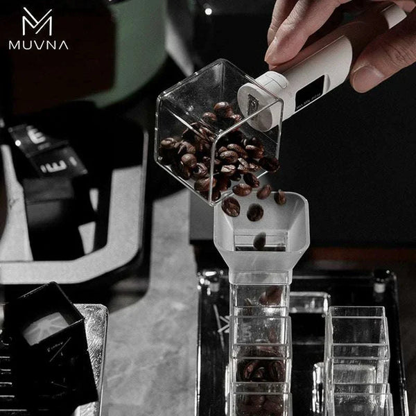ملعقة قياس إسبرسو شفافة من MUVNA مع شاشة رقمية وتصميم عصري لقياس دقيق لحبوب القهوة