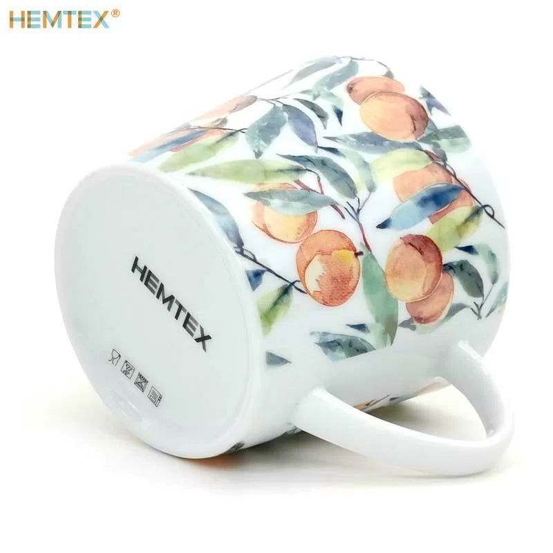 مج HEMTEX سيراميك بنقشة الخوخ الملونة.