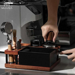 MUVNA Espresso Solid Wood Tamping Stand.