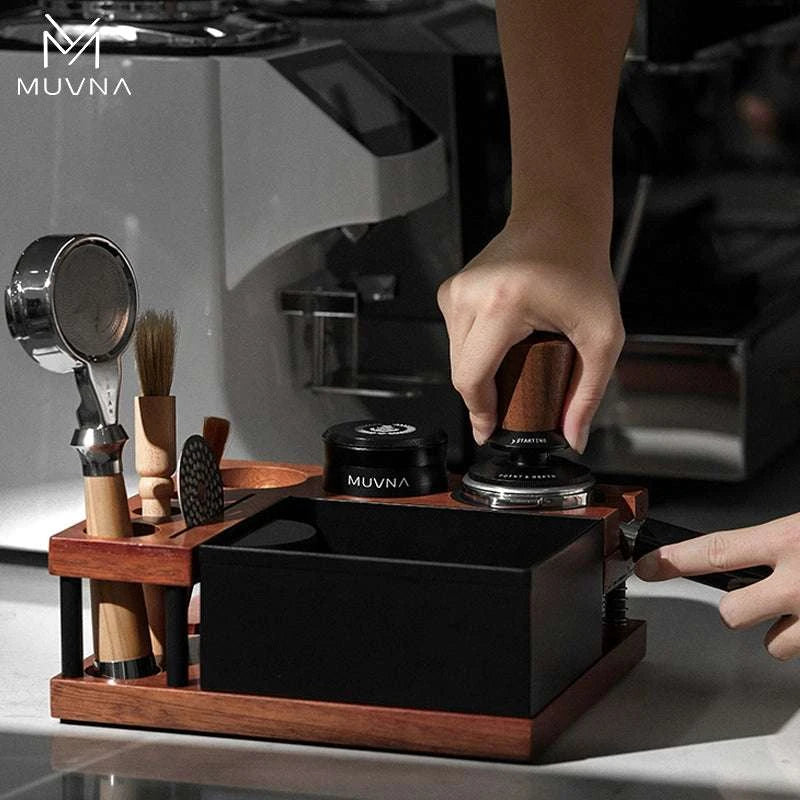 MUVNA Espresso Solid Wood Tamping Stand.