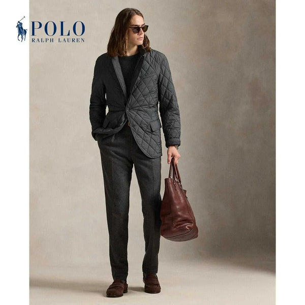 جاكيت Ralph Lauren رمادي مبطن بتصميم ماسي أنيق للمناسبات الرسمية والكاجوال