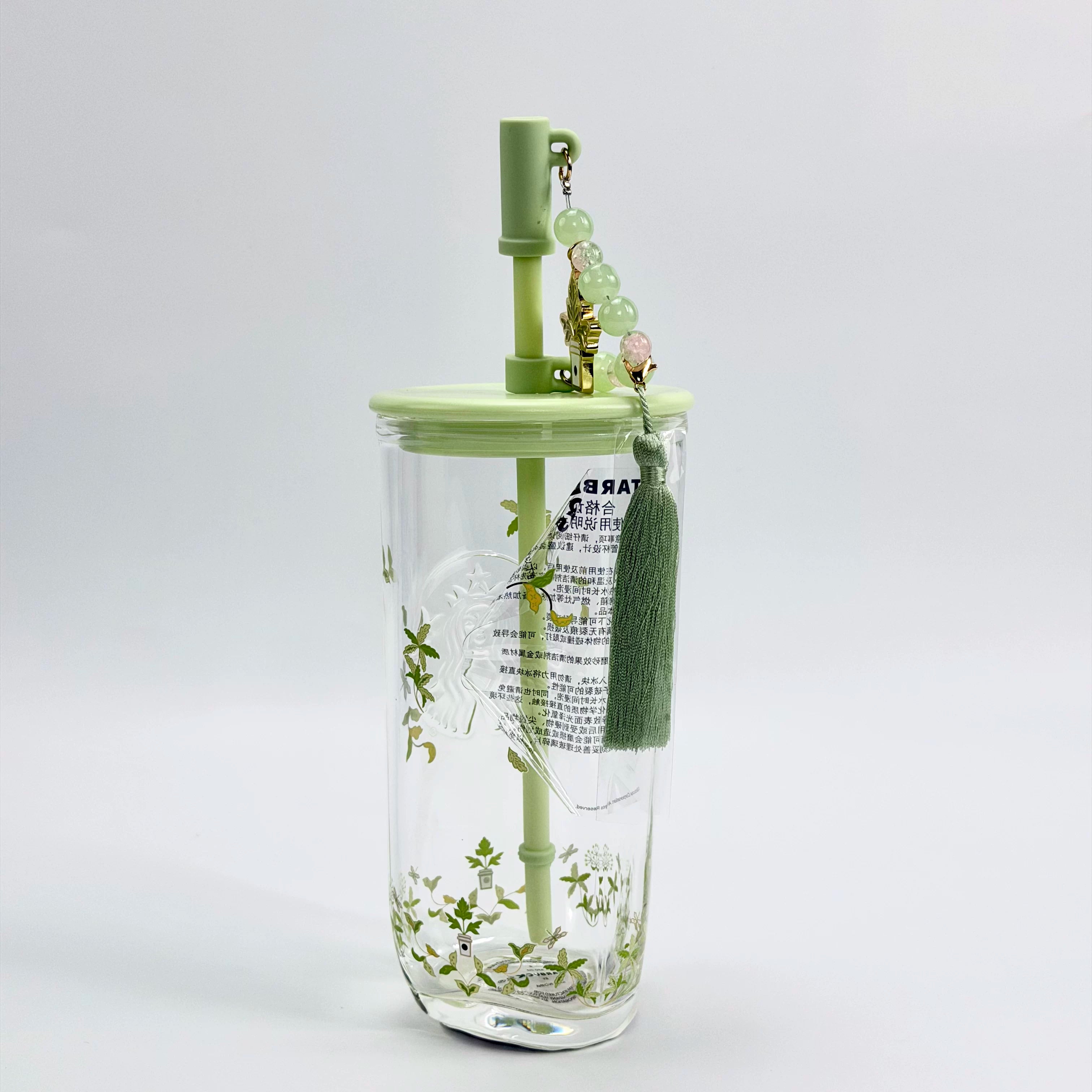 Starbucks Cup 2026 Spring Pattern Series Chinese Triangular Shaped Straw Cup Water Cup with Straw Stopper