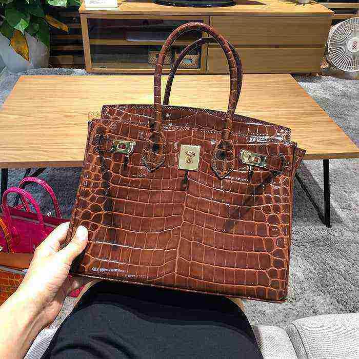 شنطة Birkin نسائية فاخرة بنقشة جلد التمساح  – جودة صينية عالية.