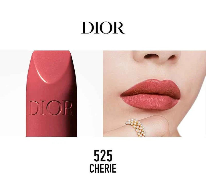 Classic Rouge Dior lipstick shade 525 Cherie with smooth, elegant texture and luxurious finish