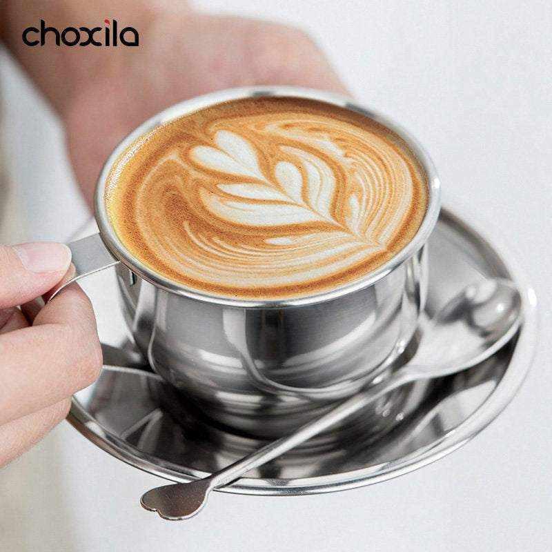 Choxila stainless steel coffee mug.
