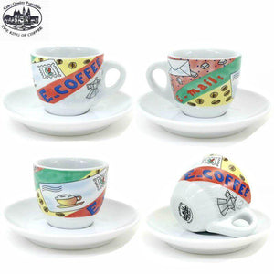 طقم أكواب قهوة Espresso برسومات فنية مميزة من البورسلين.
