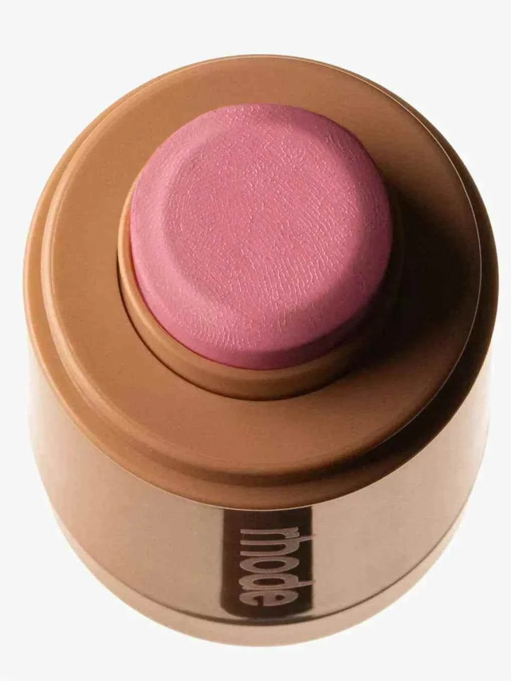 Rhode Pocket Blush Stick in pink shade, creamy multipurpose blush for cheeks and lips.