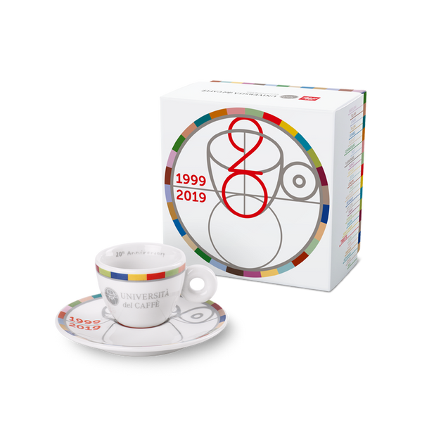 كوب اسبريسو illy art مصنوع من البورسلين مع صندوق هدية احتفالي بذكرى 20 سنة بتصميم ملون وأنيق